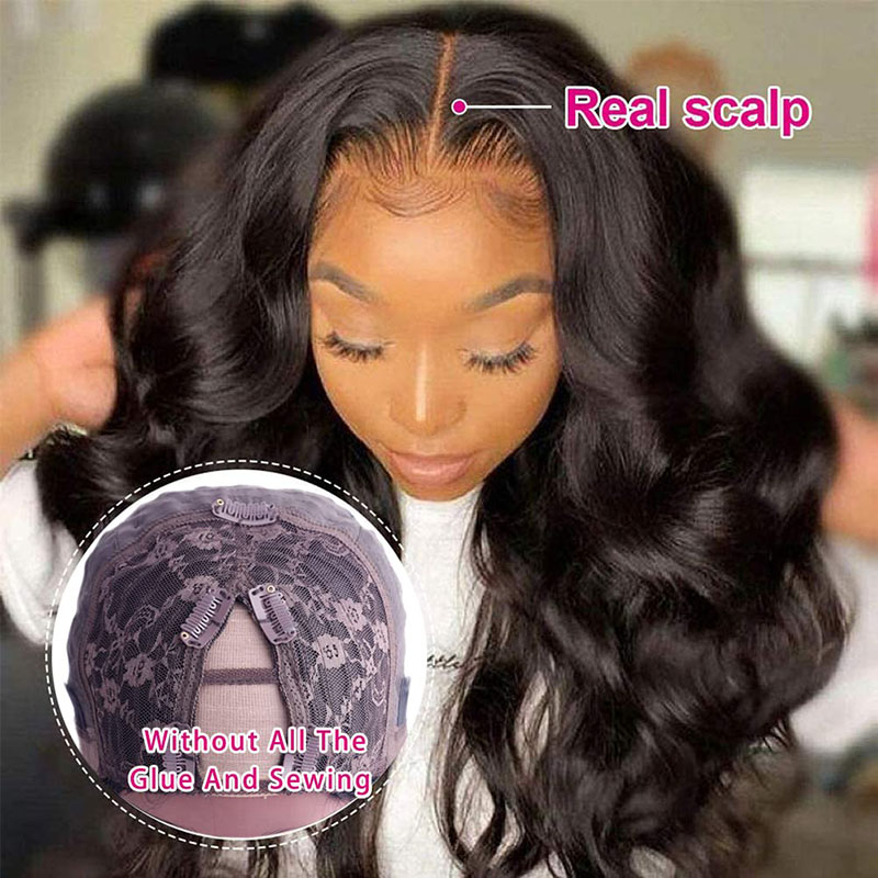 Virgin Human Hair Body Wave V Part Wigs - 图片 2